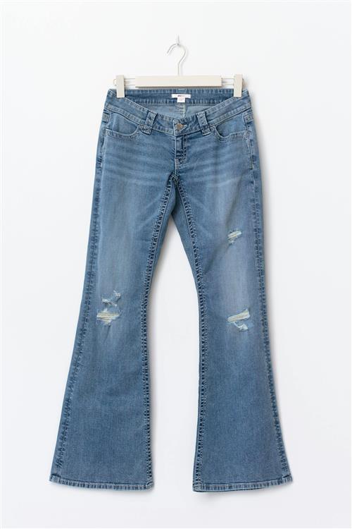 Gina Tricot - 14+ sparkle flare jeans curve - flare jeans - Blå - M - Dame