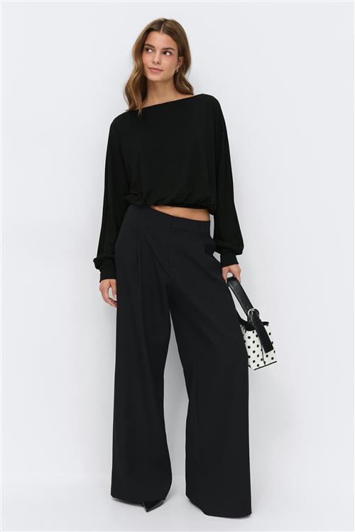 Gina Tricot - Boatneck top - Langærmede toppe - Sort - M - Dame