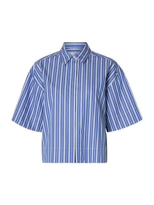 SELECTED Bluse 'SLFFia'  royalblå / hvid