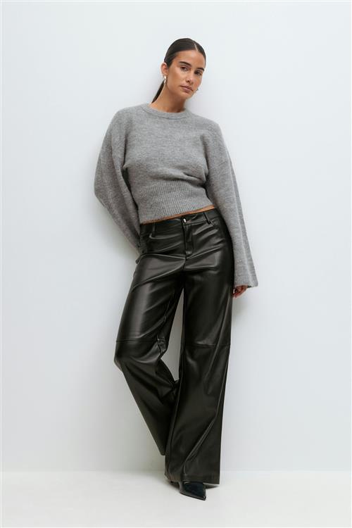 Gina Tricot - Straight pu trousers - PU-Læderbukser - Sort - 36 - Dame