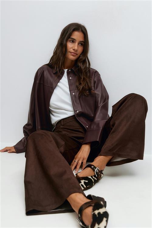 Gina Tricot - Pu shirt - Skjorter - Lilla - XS - Dame