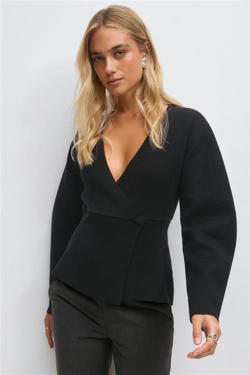 Gina Tricot - Shaped knitted cardigan - Cardigans - Sort - M - Dame