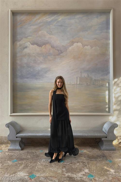 Gina Tricot - Bandeau frill maxi dress - Lange kjoler - Sort - 42 - Dame