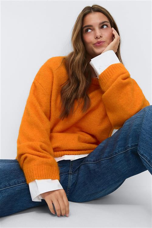 Gina Tricot - Crew neck knitted sweater - Striktrøjer - Orange - M - Dame