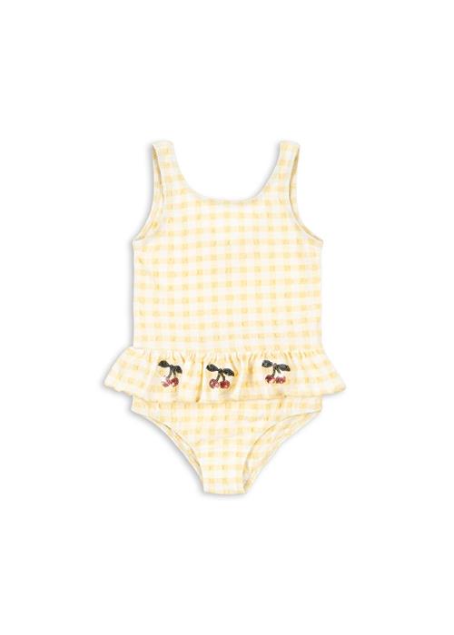 Konges Sløjd Etta Badedragt Banana Almond Check  Banana Almond Check 18 months  Gul  18 måneder  kvinde