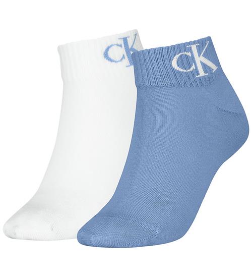 Calvin Klein Ankelstrømper - Quarter - 2-pak - Sky Blue/Hvid