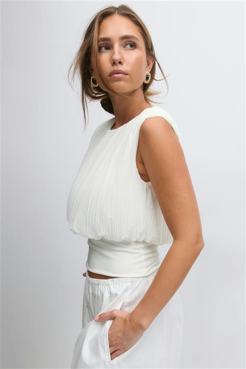 Gina Tricot - Sleeveless chiffon top - Toppe uden ærmer - Hvid - XL - Dame