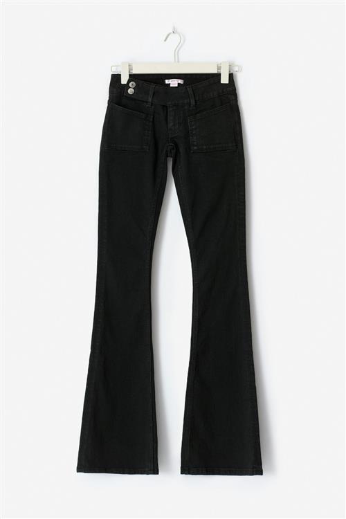 Gina Tricot - 14+ pleated flare jeans tall - tall jeans - Sort - L - Dame