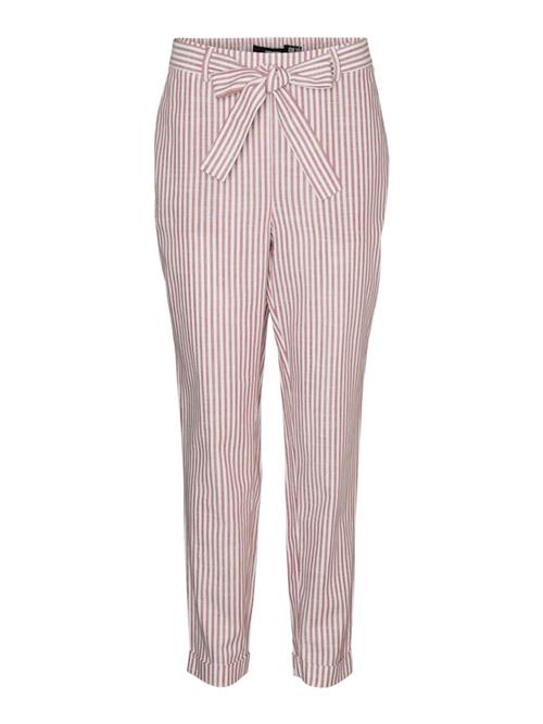 VERO MODA Lærredsbukser 'VMLYA'  rød / hvid