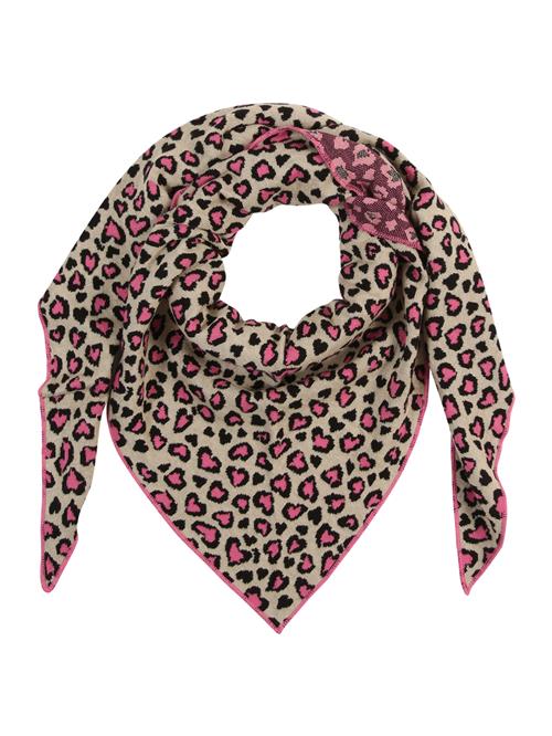Zwillingsherz Tørklæde 'Leo Herzi'  beige / pink / sort