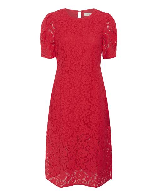 Cream Kjole 'Bana'  knaldrød