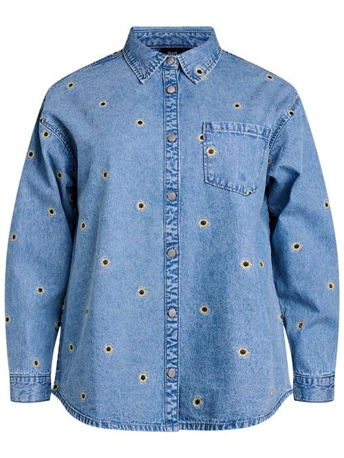 Zizzi Bluse 'Jeva'  blue denim / gul / sort