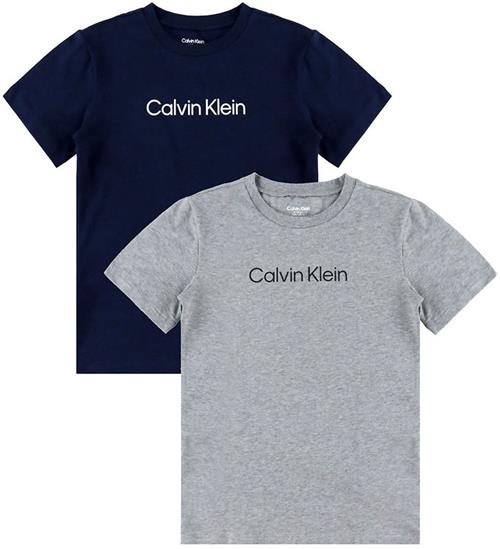 Calvin Klein T-shirts - 2-pak - Gråmeleret/Dark Sapphire
