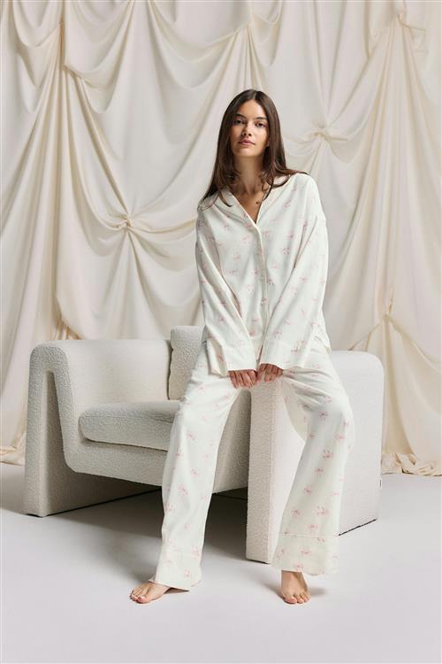 Gina Tricot - Flannel pyjamas trousers - pyjamasser - Hvid - S - Dame