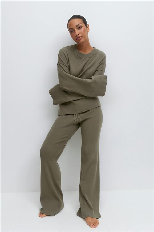 Gina Tricot - Knitted loungewear trousers - Bukser - Grøn - XS - Dame