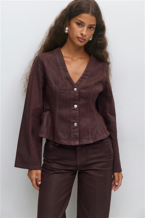 Gina Tricot - Coated denim jacket - Denim jakker - Rød - S - Dame