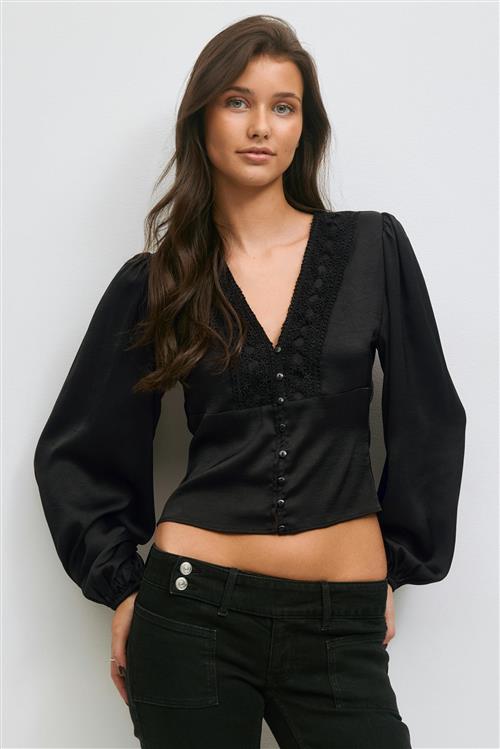 Gina Tricot - 14+ lace blouse - Toppe - Sort - XS - Dame