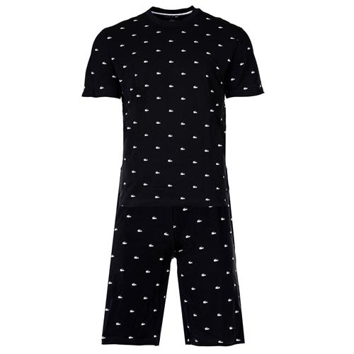LACOSTE Pyjamas kort  sort / hvid