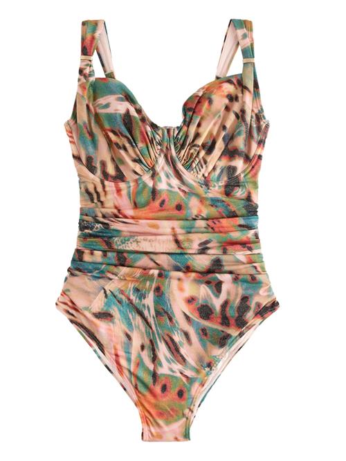 Next Badedragt  cyanblå / kastaniebrun / rosé / sort