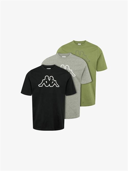 KAPPA Bluser & t-shirts 'KMLogo Cromen'  grå-meleret / oliven / sort / hvid
