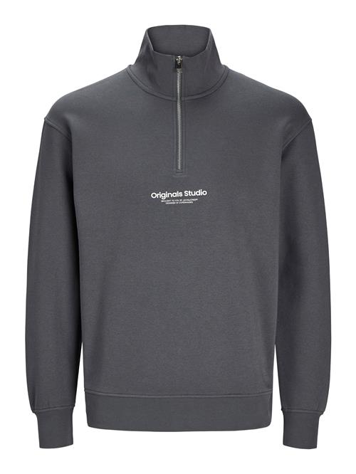 JACK & JONES Sweatshirt 'JWHVESTERBRO'  mørkegrå / hvid