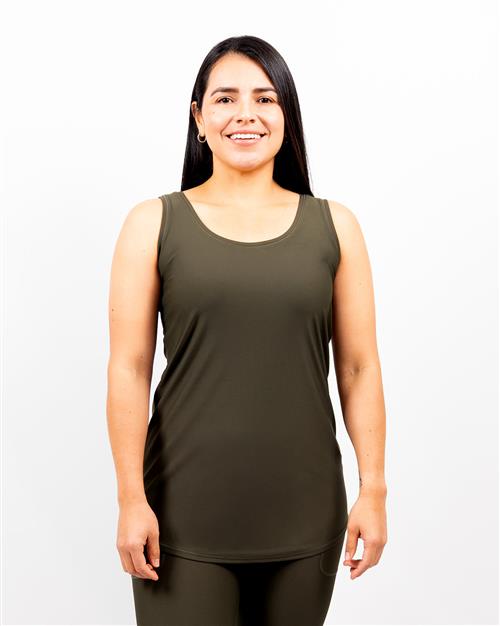 Vigga Fitted Deep Olive Top - Extra Length