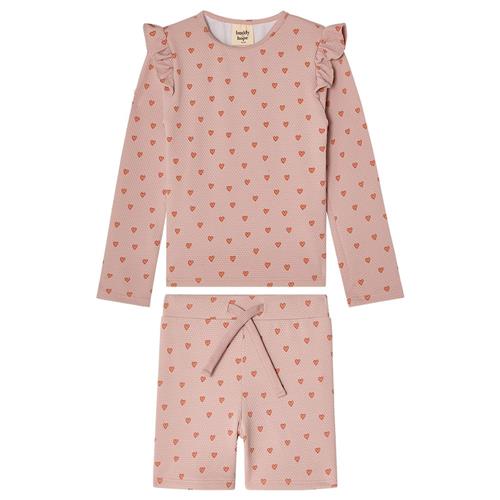 Buddy & Hope Bodil UV-sæt Apricot Hearts 110/116 cm  Lyserød Hjerter 110/116 cm  unisex