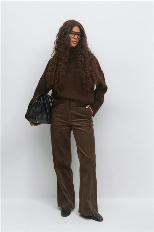 Gina Tricot - Corduroy high waist trousers - Fløjlsbukser - Brun - 32 - Dame