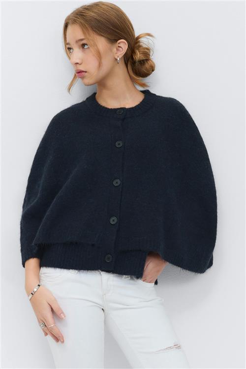 Gina Tricot - Y knitted cape cardigan - striktrøjer til piger 9–14 år - Blå - 12/14Y - Pige