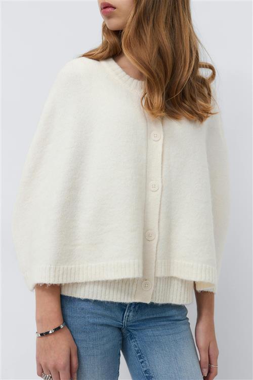 Gina Tricot - Y knitted cape cardigan - striktrøjer - Hvid - 12/14Y - Pige