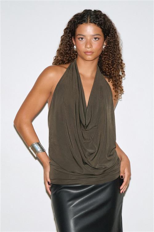 Gina Tricot - Waterfall top - Halterneck-toppe - Grøn - L - Dame