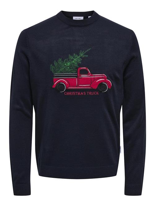 Only & Sons Pullover 'XMax Reg 5 Application'  natblå / mørkegrøn / mørkelilla