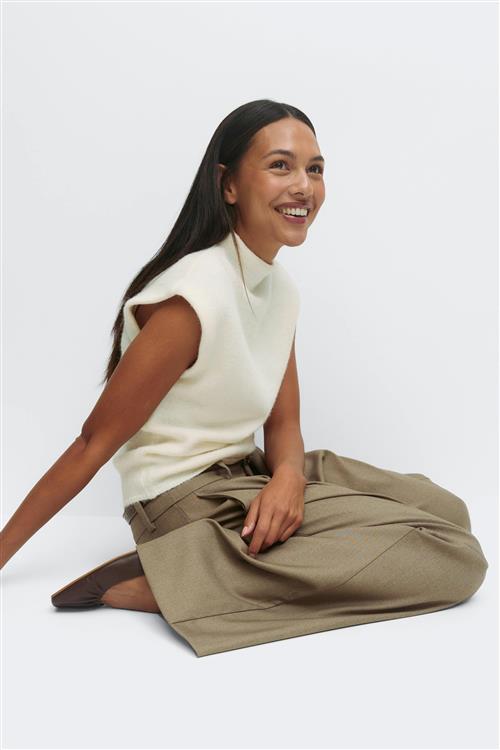 Gina Tricot - Funnel neck knitted top - Toppe uden ærmer - Hvid - XL - Dame