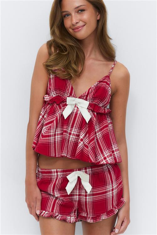 Gina Tricot - 14+ flannel pj set - homewear - Rød - M - Dame