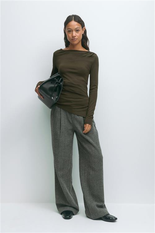 Gina Tricot - Asymmetric long sleeve top - Langærmede toppe - Grøn - S - Dame