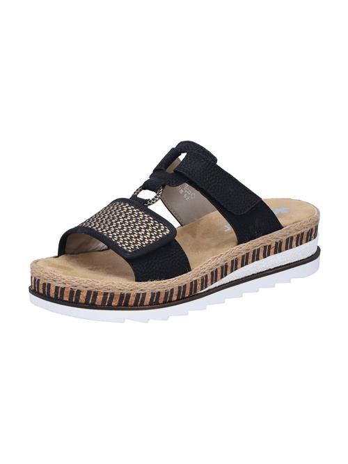 Rieker Pantoletter  lysebeige / sort / hvid