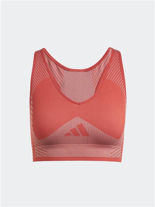 ADIDAS PERFORMANCE Sports-BH 'AEROKNIT Training Light Support'  rustrød / hvid