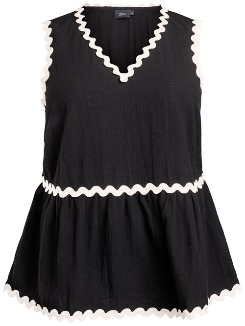 Zizzi Bluse 'Mcinna'  lysebeige / sort