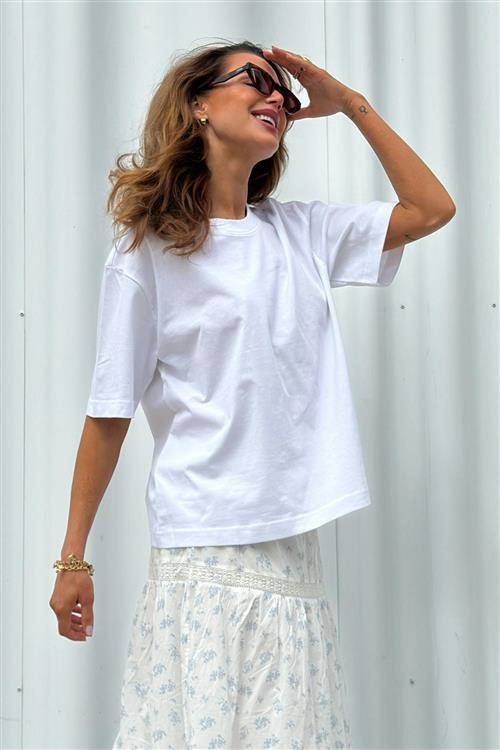 Gina Tricot - Perfect tee - t-shirts - Hvid - XXL - Dame