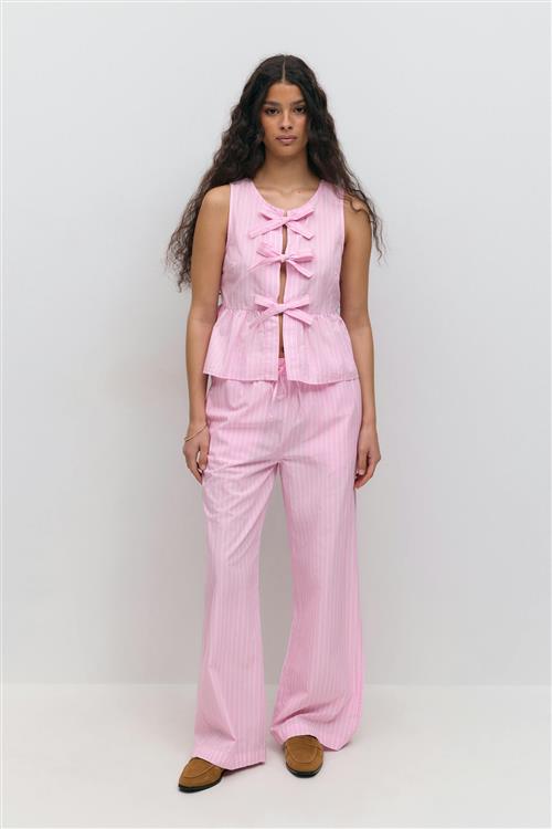 Gina Tricot - Cotton poplin trousers - stribede bukser - Lyserød - XS - Dame