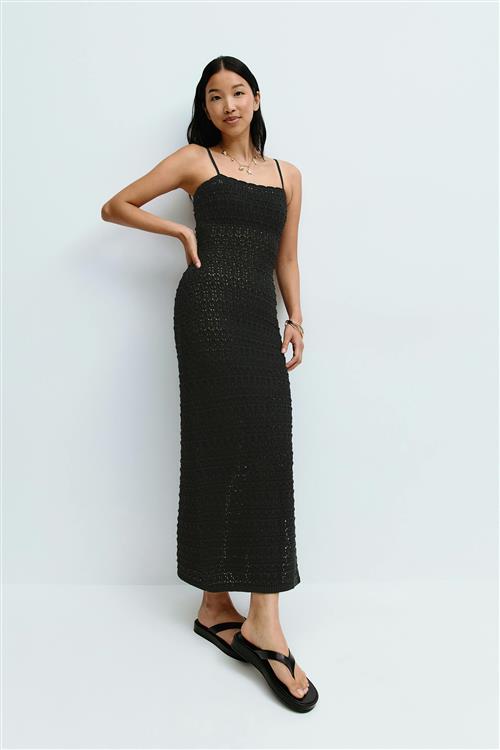 Gina Tricot - Knitted dress - midi kjoler - Sort - XS - Dame
