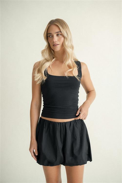 Gina Tricot - Square neck tank top - Tanktops - Sort - XS - Dame