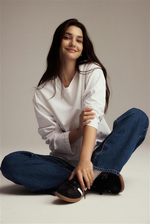 Gina Tricot - Loose fit long sleeve tee - Langærmede toppe - Hvid - S - Dame