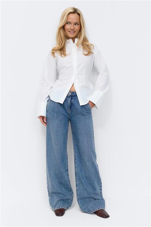 Gina Tricot - Pleated slouchy jeans - wide jeans - Blå - 40 - Dame