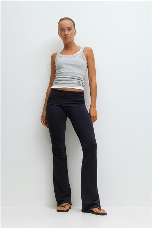 Gina Tricot - Soft touch folded trouser - Bukser - Blå - XL - Dame