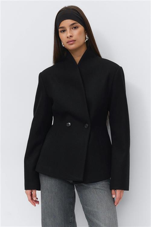 Gina Tricot - Shaped wool blend jacket - Jakker - Sort - S - Dame