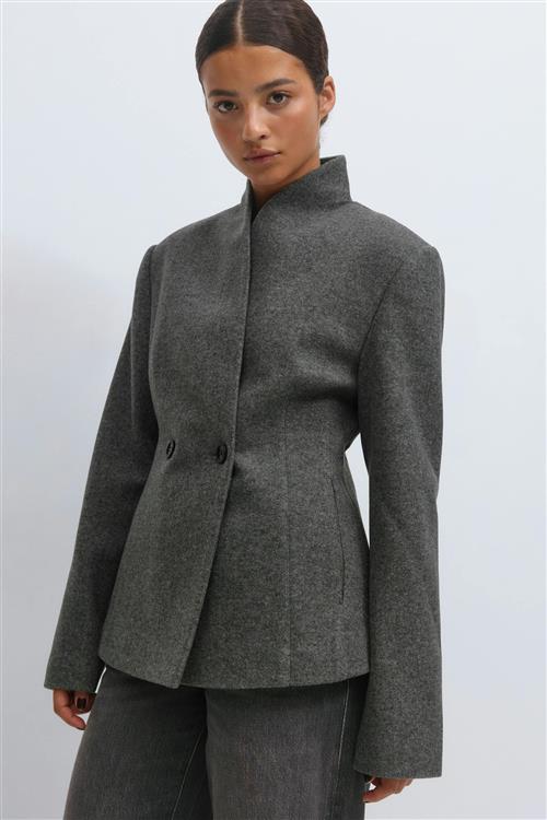 Gina Tricot - Shaped wool blend jacket - Jakker - Grå - XS - Dame