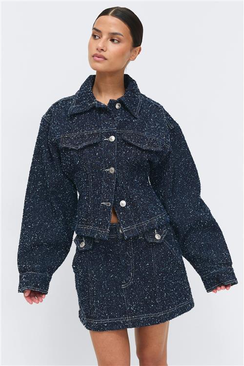Gina Tricot - Peplum boucle denim jacket - Denim jakker - Blå - S - Dame