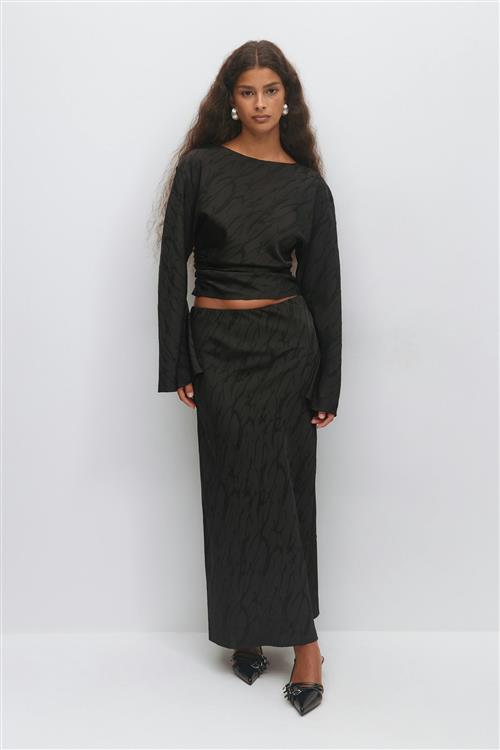 Gina Tricot - Structured skirt - lange nederdele - Sort - L - Dame