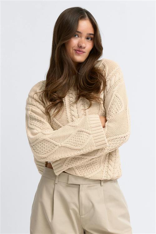 Gina Tricot - Knitted cable sweater - Striktrøjer - Beige - M - Dame